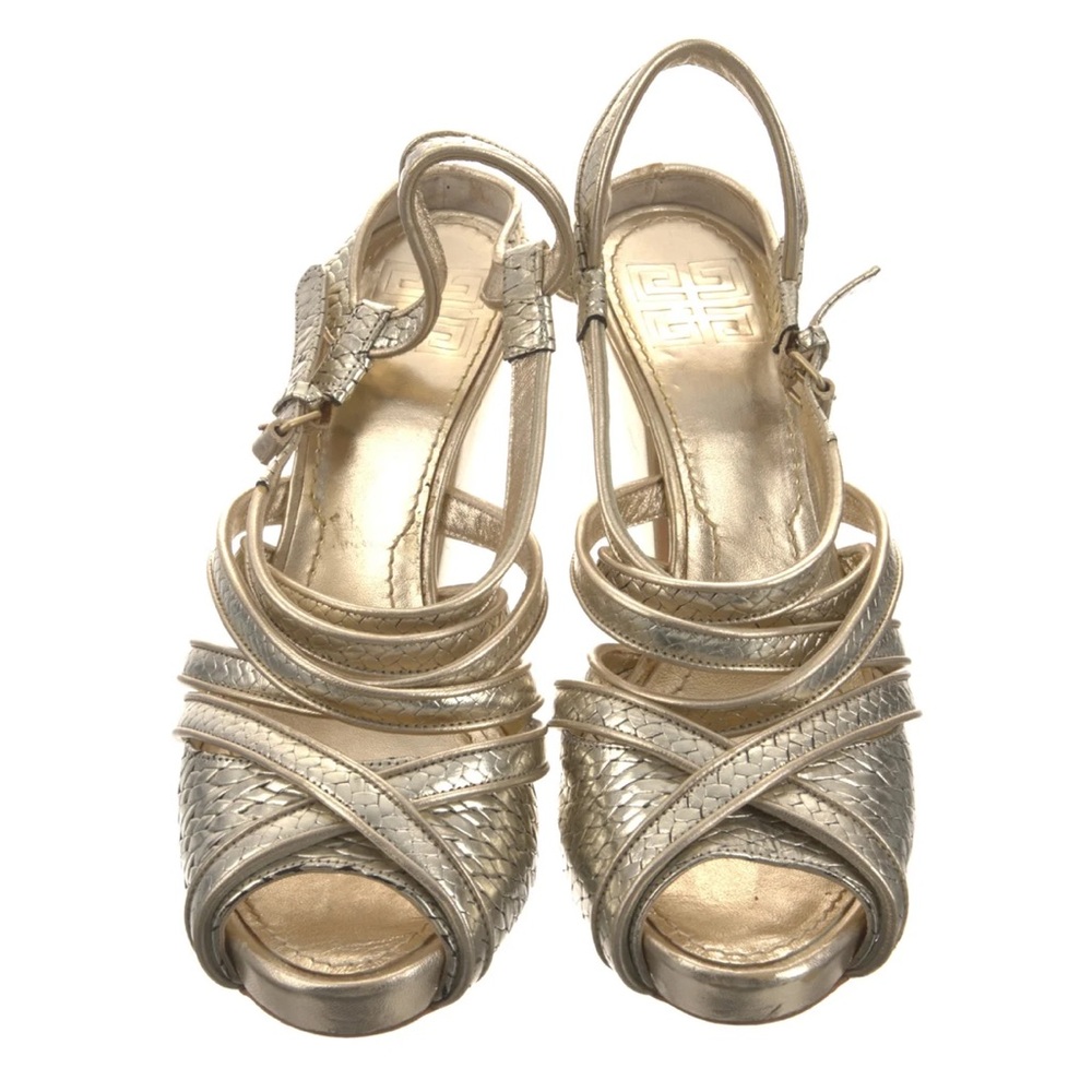 Givenchy Greek Goddess 1956 Gold Metallic Braided Leather Strappy Heels … - Picture 2 of 2